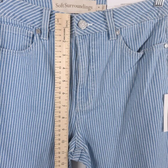 NWT Soft Surroundings Jeans BlueWhite Striped Straight Leg Denim Railroad Size 8 - Picture 9 of 14